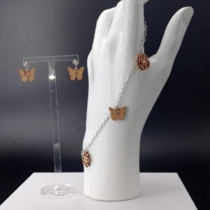 Parure bracciale 3 charms Farfalla orecchino perno | Anime Artigianali