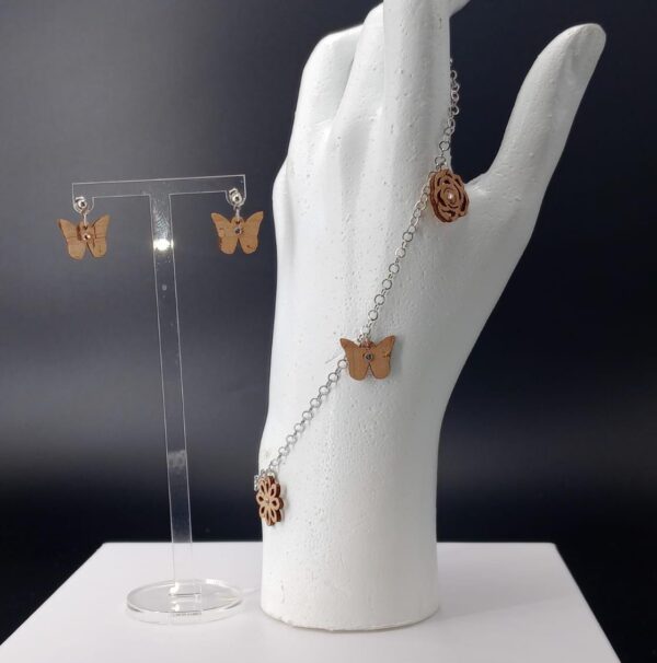 Parure bracciale 3 charms Farfalla orecchino perno | Anime Artigianali