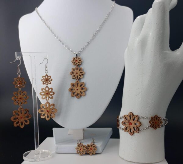 Parure 3 Fiori brillantinato rosso | Anime Artigianali