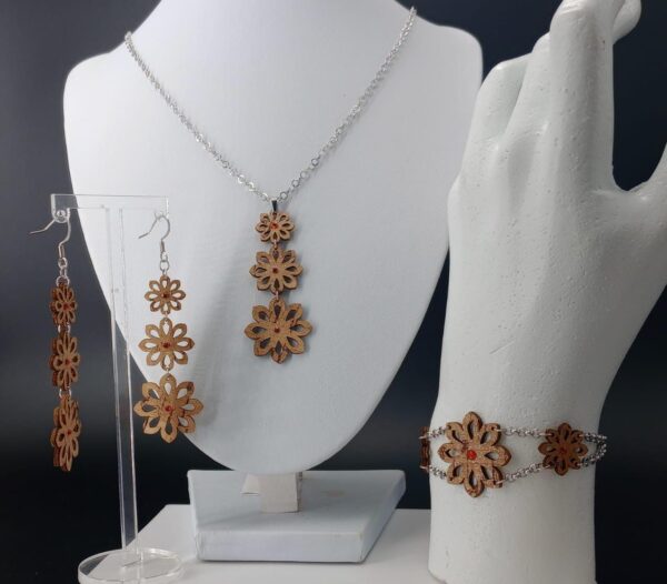 Parure collana, bracciale e orecchini 3 Fiori | Anime Artigianali