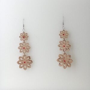 Orecchini 3 Fiori brillantinato rosso | Anime Artigianali