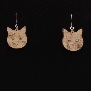 Orecchini Gatto brillantinato verde | Anime Artigianali